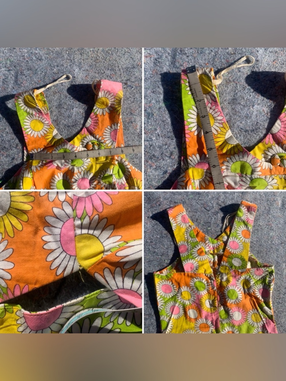 Insanely good vintage 60s 70s mod neon bright floral cotton casual party dress - Picture 13 of 16